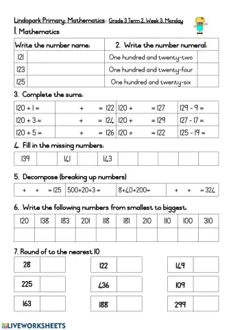 Grade 3 Mathematics Term 2 Week 3 Worksheet 1