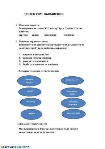 Древен Рим. Обобщение