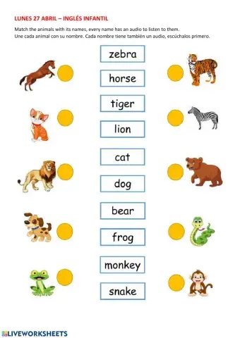 Martes 28 ABRIL INFANTIL INGLES