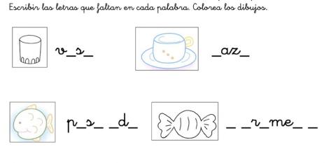 Escribir las letras y las vocales que faltan