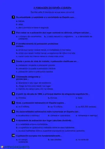 Poboación en España e Europa