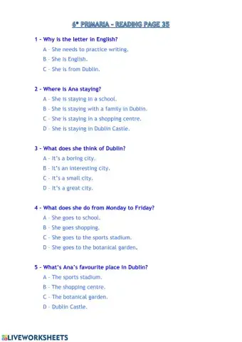 6º PRIMARIA - READING PAGE 35