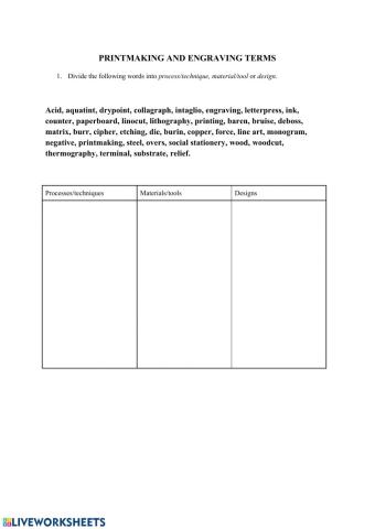 PRINTMAKING AND ENGRAVING TERMS