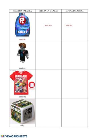 Separa en sílabas Róblox
