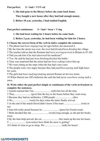 Past perfect - Past continuous