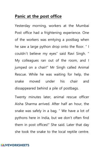 Reading panic at the post office