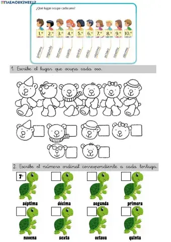 Matemáticas  1º Números Ordinales