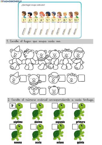 Matemáticas  1º Números Ordinales
