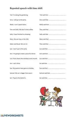 Reported speech with time shift