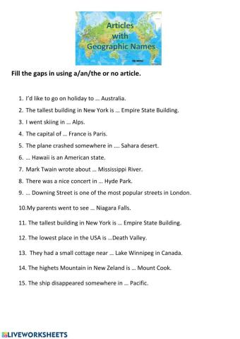 Articles with geographical names