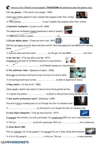 007 gadgets passive voice