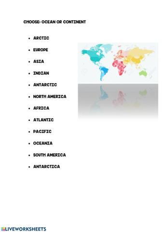 Oceans and continents