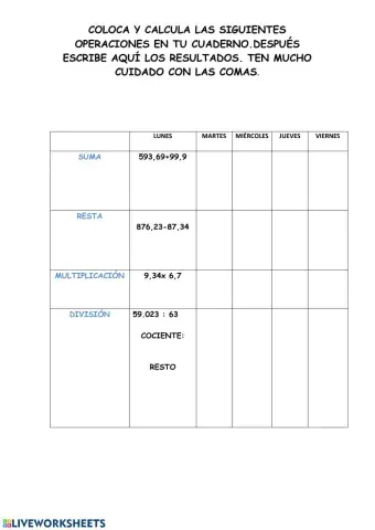 Operaciones decimales