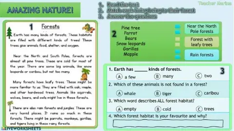 Amazing Nature: reading activity