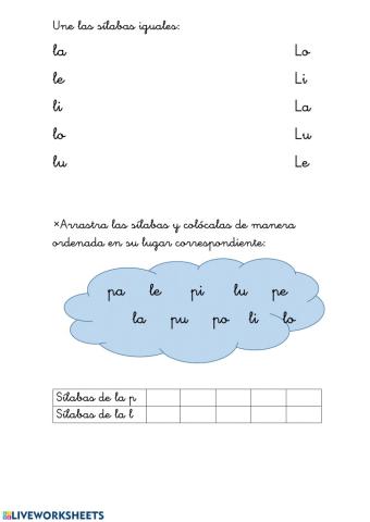 Sílabas p y l
