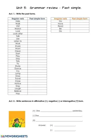 Past simple tense - regular verbs