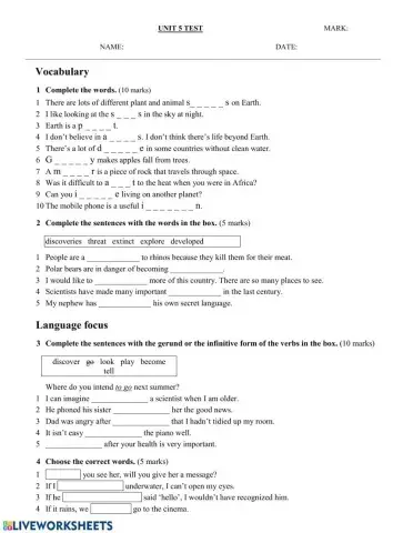 Conditional sentences and vocabulary