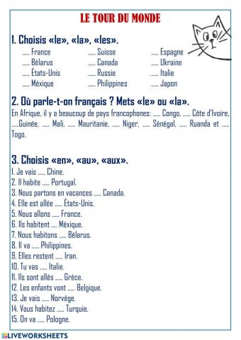 Le tour du monde. 5 classe