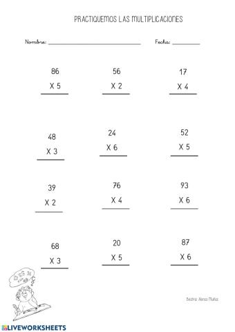 Multiplicaciones hasta el 6