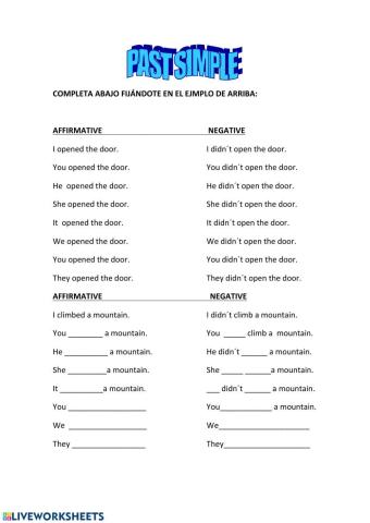 Past simple negative affirmative