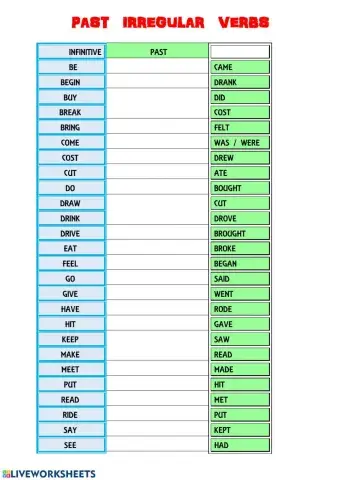 Past irregular verbs