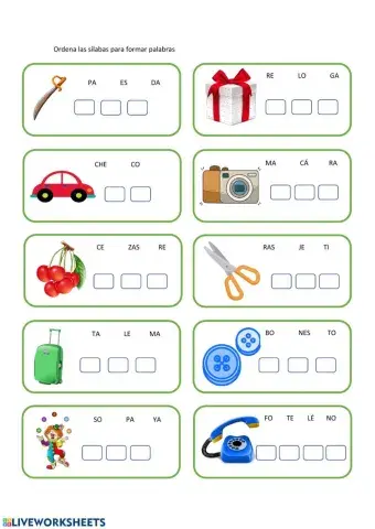 Ordena las sílabas y forma palabras