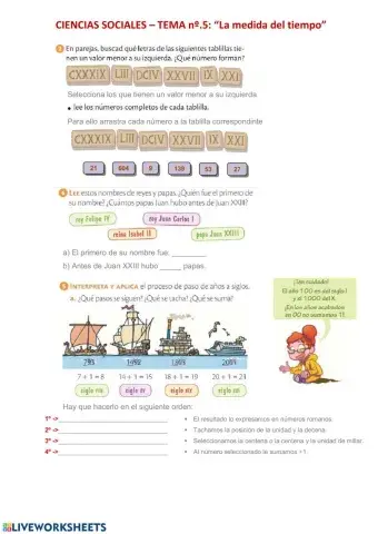 Sociales 3º Primaria - Aprendo a leer fechas