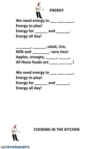 Songs Energy and Cooking in the kitchen