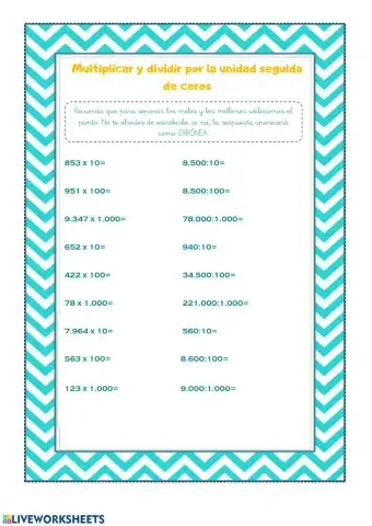 Multiplicar y dividir por unidad seguida de ceros