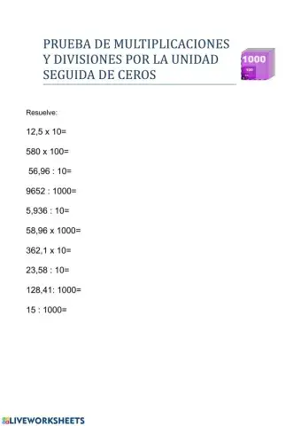 Multiplicación y división de números decimales