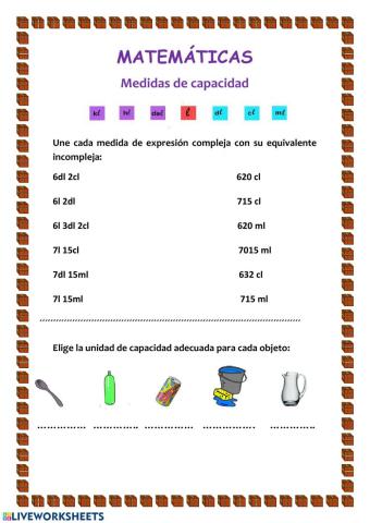 Medidas de capacidad 4º primaria