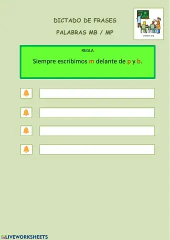 Dictado m antes de p y b
