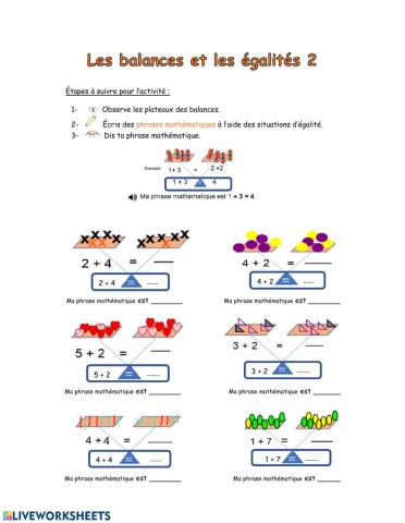 La balance et les égalités 2