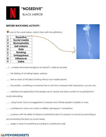 Pre watching activity: Nosedive