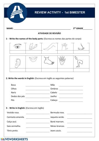 Review Activity - Unit 1 5th Grade