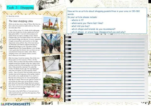 Shopping -  a writing task