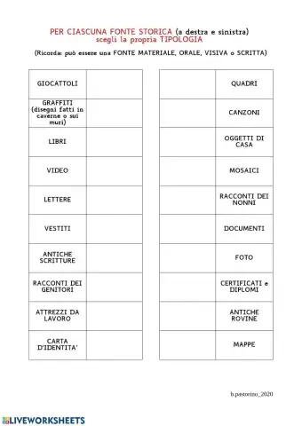 FONTI STORICHE - scelta multipla