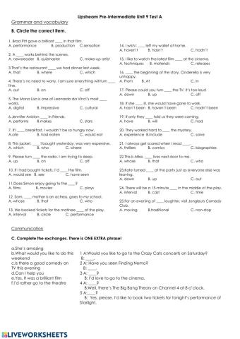Upstream 3, Unit 9 (Test A)