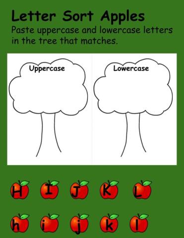 Match the letters apple tree