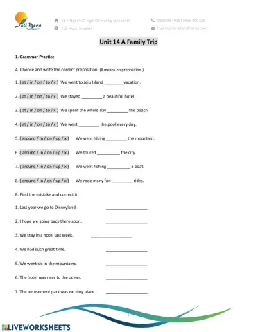 Unit 14-A family Trip