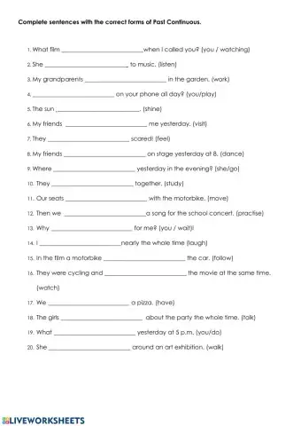 Past Continuous - simple forms