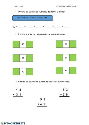 Ejercicios variados de matemáticas