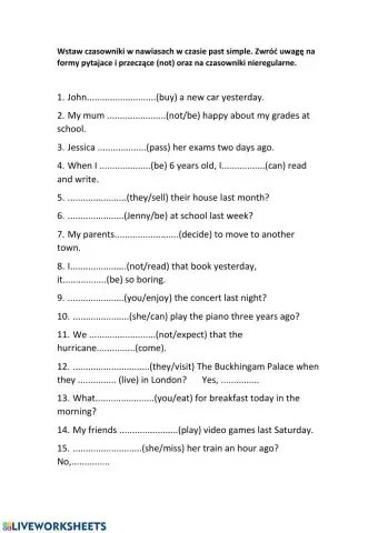 Past simple different forms