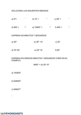 Sistema sexagesimal. Medidas