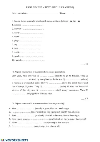 Past Simple regular verbs