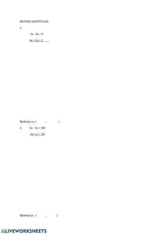 Sustavi jednadžbi - metoda supstitucije
