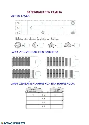 60 familiako zenbakiak