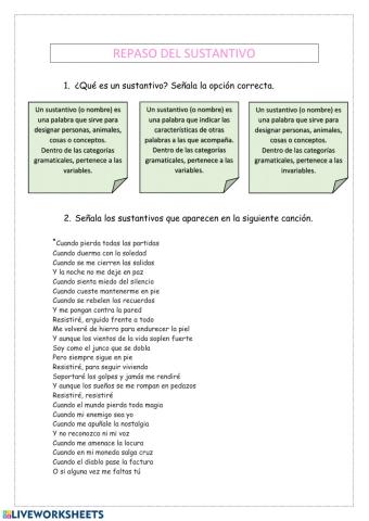 Repaso del sustantivo