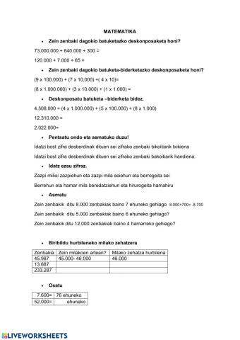 Matematika zenbakikuntza