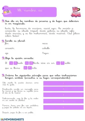Repaso de la mayúscula y las instrucciones